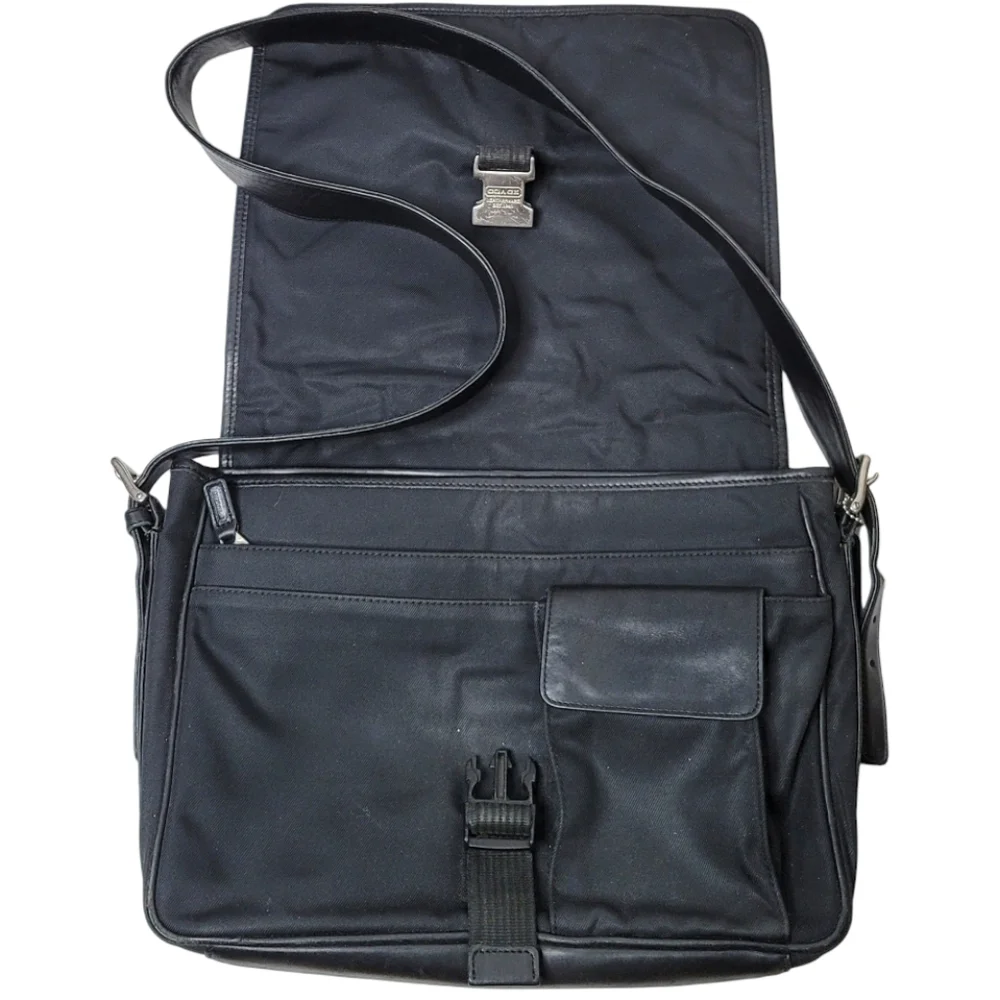 COACH Black Canvas Leather Crossbody Shoulder Laptop Bag N9J2L-5118